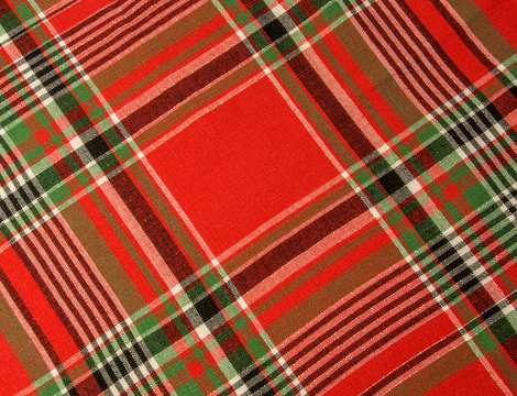 Red tartan fabric.