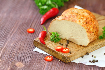 Spicy meat baked with chilli pepper