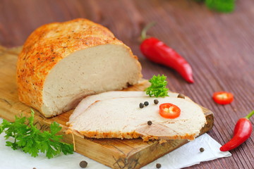 Spicy meat baked with chilli pepper