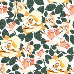 Obraz premium Seamless pattern with roses.Vector floral print.Vintage textile texture
