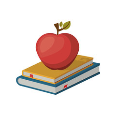 Book and red apple  icon. literature education and learning theme. Isolated design. Vector illustration