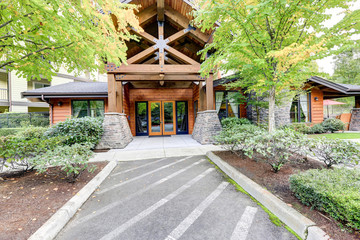 View of apartment building entrance