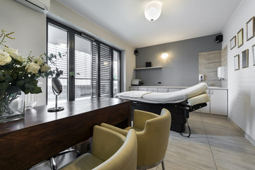 Massage room interior in wellness center