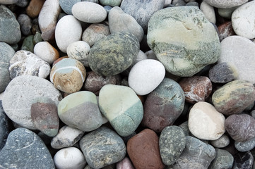 Marine pebbles on the shore.