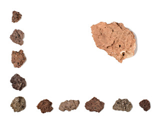 Frame made of lava stone on white background isolated