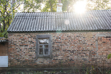Fototapeta na wymiar image of old window on red brick wall