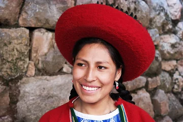 Foto op Canvas Young Quechua woman in traditional dress © Pixeltheater