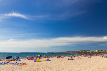 Fototapeta na wymiar Beautiful view of Platja de Palma de Mallorca, Baleares, Spain