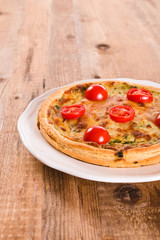 Leek and tomato quiche.