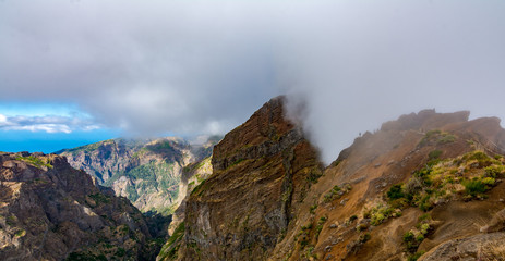Tourist path from Pico Areeiro to Pico Ruivo, Madeira Island