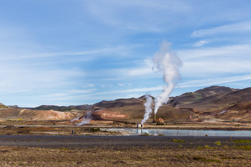 Hverir geothermal area in the north of Iceland near Lake Myvatn