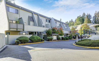 Fototapeta premium Apartment building in residential area.