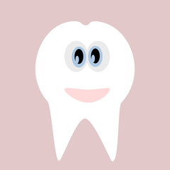 Tooth icon. Cute funny cartoon smiling character.