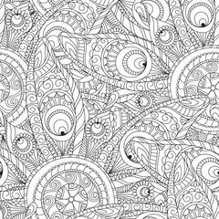 Seamless floral pattern in white and black colors