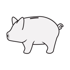 piggy moneybox icon silhouette over white background. vector illustration