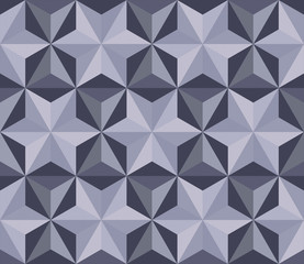 Multicolored mosaic with geometric flowers. Seamless pattern in grey tones.