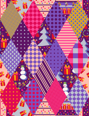 Obraz premium Colorful seamless patchwork pattern for Christmas.