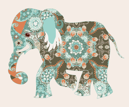 Elephant. African decorative pattern.