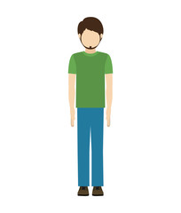 avatar man standing and wearing casual clothes over white background. vector illustration