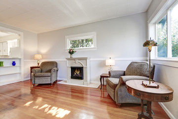 Fototapeta na wymiar American living room interior with retro details