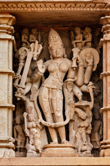 Famous sculptures of Khajuraho temples, India