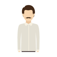 avatar man with mustache wearing white shirt over white background. vector illustration