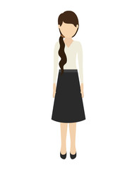 avatar woman cartoon standing and wearing casual clothes over white background. vector illustration