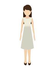 avatar woman cartoon standing and wearing casual clothes over white background. vector illustration