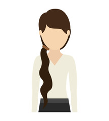 avatar woman cartoon standing and wearing casual clothes over white background. vector illustration