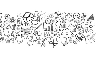 Fresco of business hand drawn icons