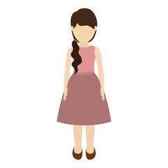 avatar girl cartoon standing and wearing dress over white background. vector illustration