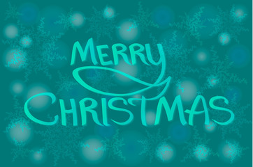 Merry Christmas Lettering Design. Snowflakes background