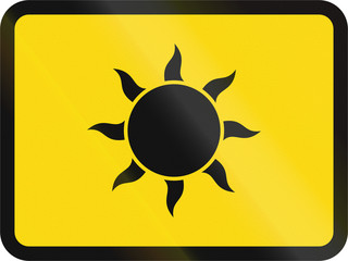 Temporary road sign used in the African country of Botswana - The primary sign applies during day-time hours