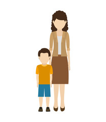 avatar woman mother with her son wearing casual clothes over white background. vector illustration