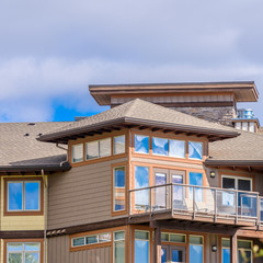 The top of the house or log cabin with nice window.