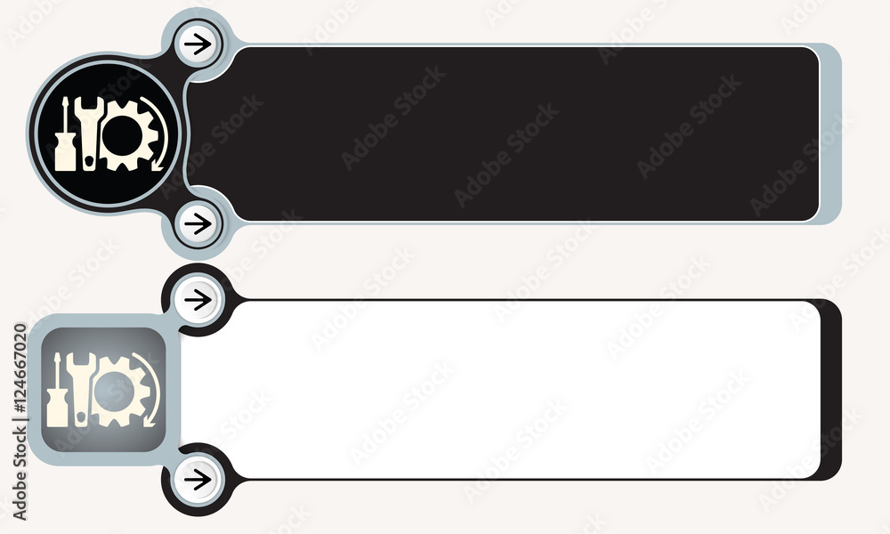 Poster two abstract boxes for your text with tools symbol