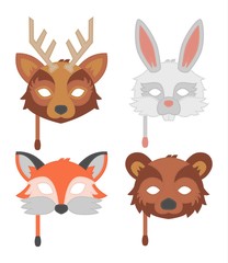 Fototapeta premium Cartoon animal party mask vector.