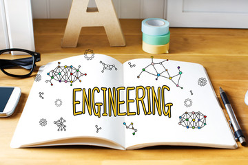 Engineering concept with notebook