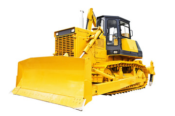 Bulldozer isolated on white.