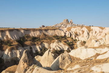 Ancient town and a castle of Uchisar dug from a mountains