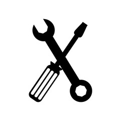 wrench and scredriver crossed repair tools over white background. vector illustration