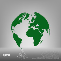 Flat paper cut style icon of globe