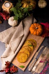 Potato pancakes with pumpkin puree