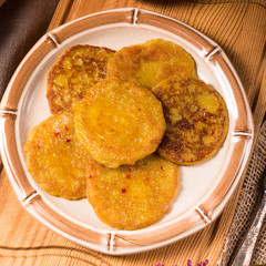 Potato pancakes with pumpkin puree