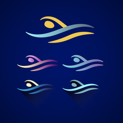 Modern Vector Abstract Swimming Logo
