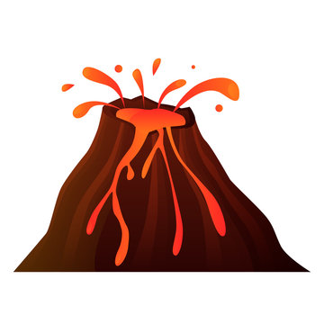 Volcano isolated on white background. Game Design. Vector illustration