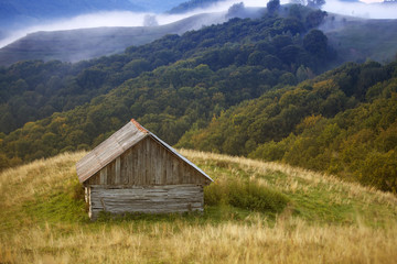 Wooden cottage in the mountains