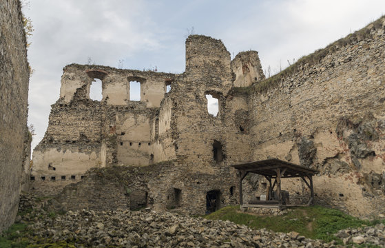 Divci Kamen ruin of castle in autumn