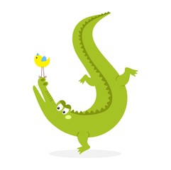 Cute crocodile character vector