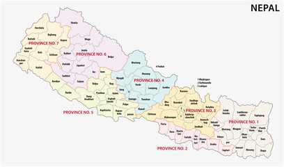 nepal administrative and political (province) map